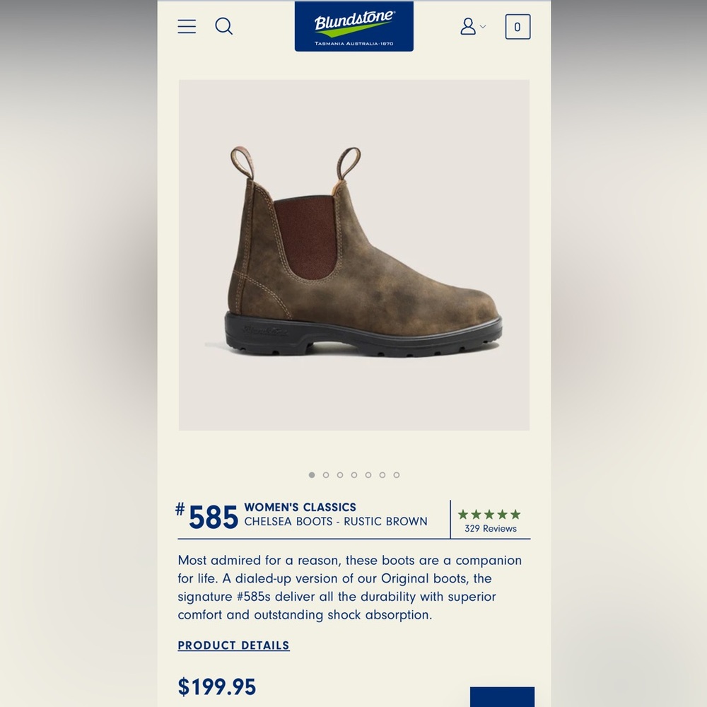 Blundstone Women’s 585 Boots Size 10US/7AU Rustic Brown